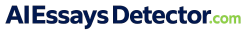AIEssaysDetector.com text logo in dark blue and neon green for website header